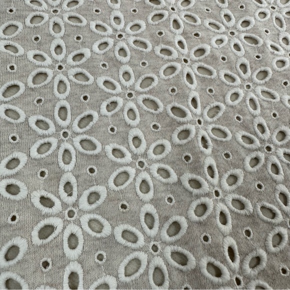 Halogen Long Sleeve Cream and Lace Front Crewneck Sweater Top, XSP - Picture 4 of 8